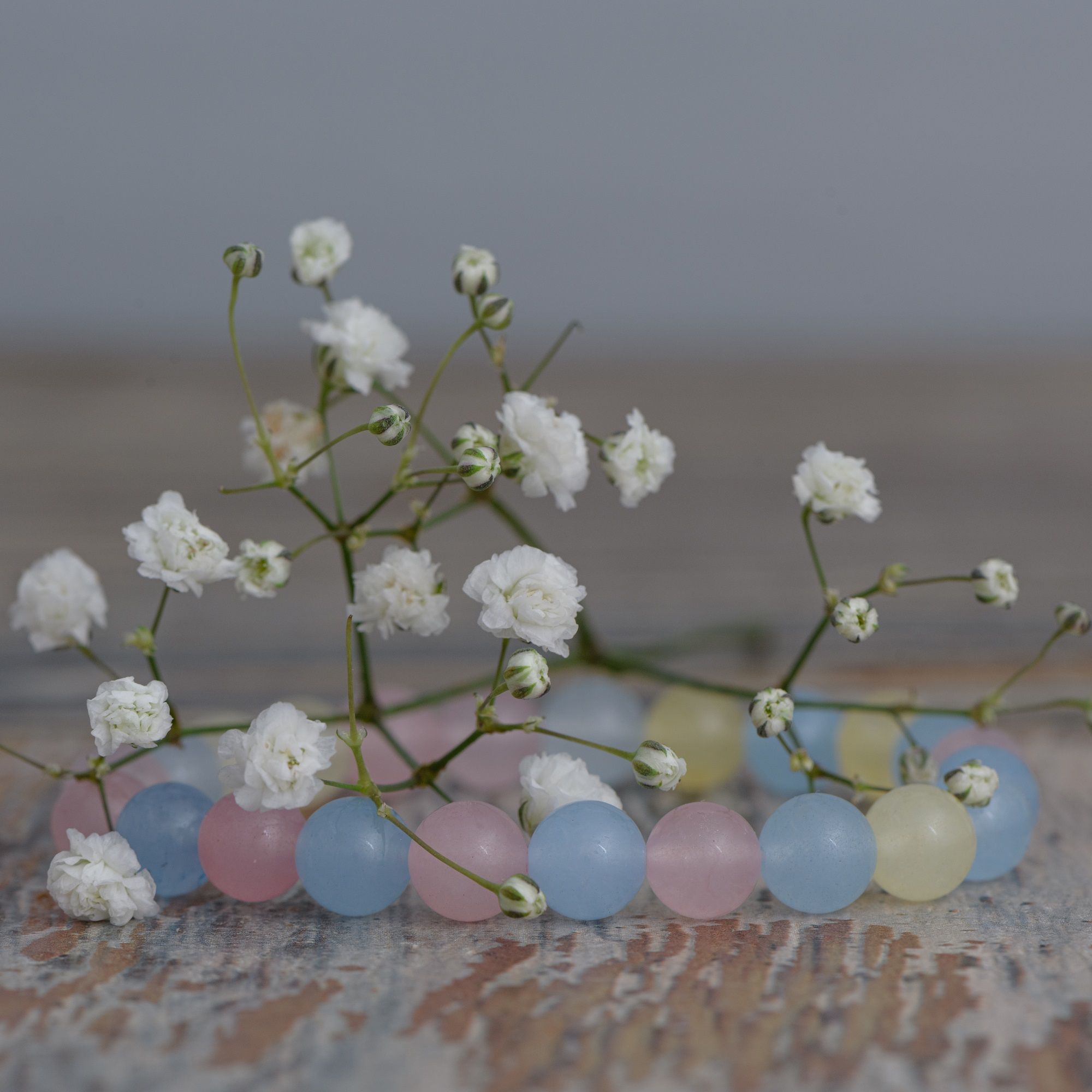 Браслет из натурального кварца, микс, 8 мм