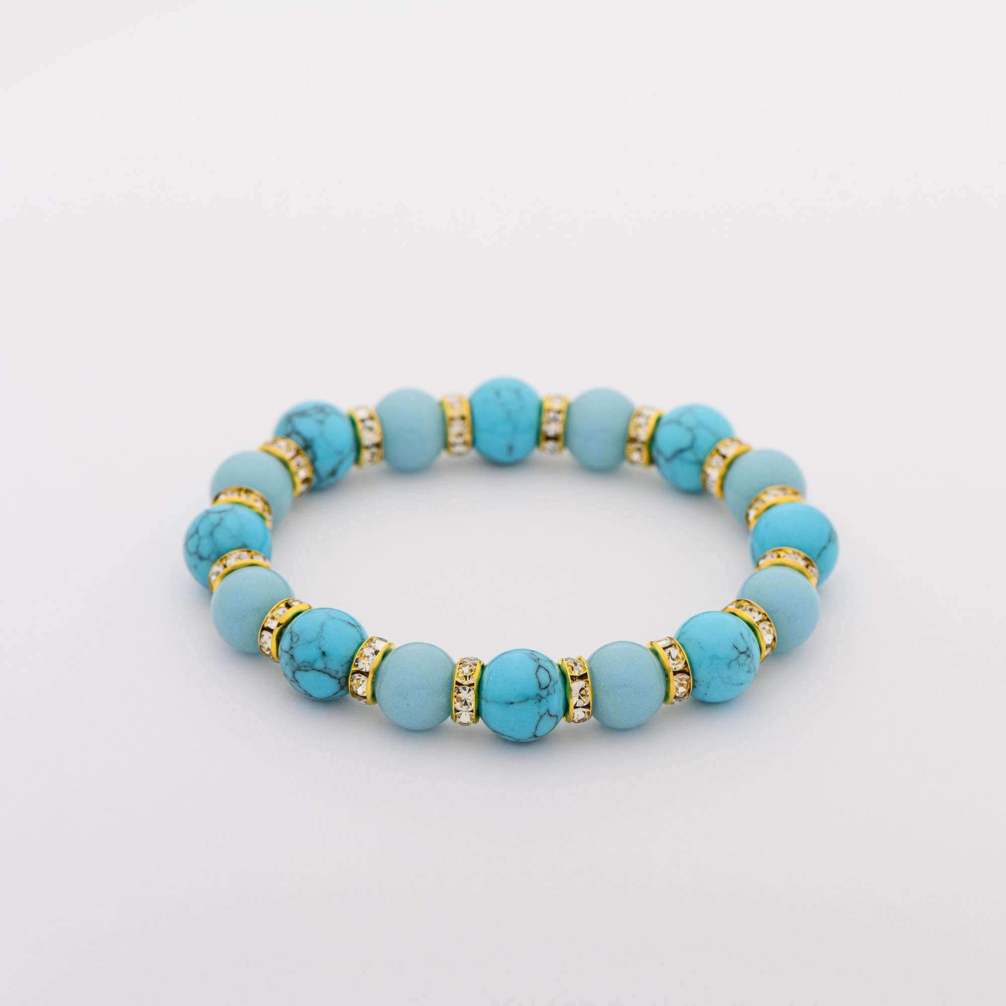 Браслет из натуральной бирюзы и голубого агата, 10 мм — изображение 9