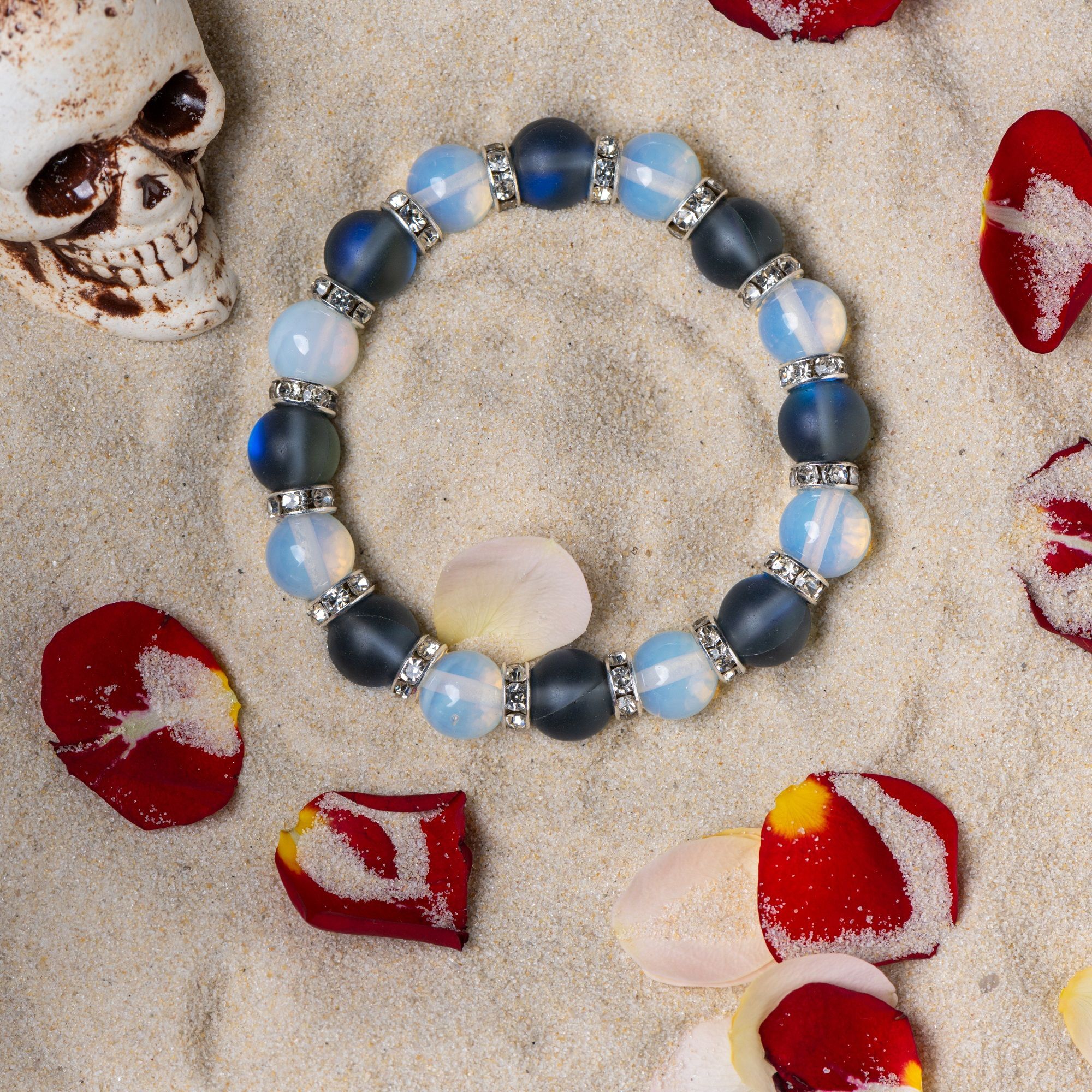 Браслет из опала и лунного камня, 10 мм — изображение 5