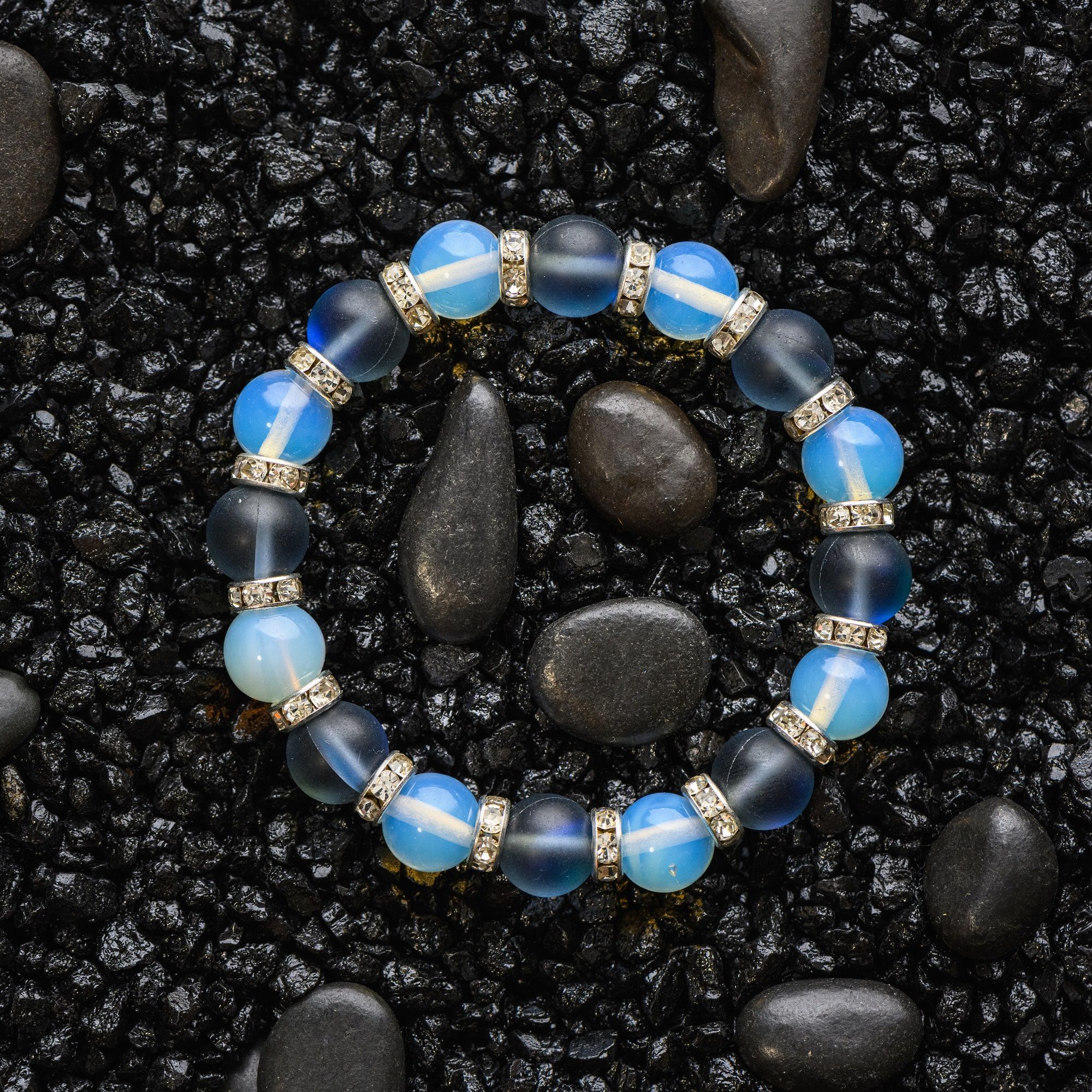 Браслет из опала и лунного камня, 10 мм — изображение 7