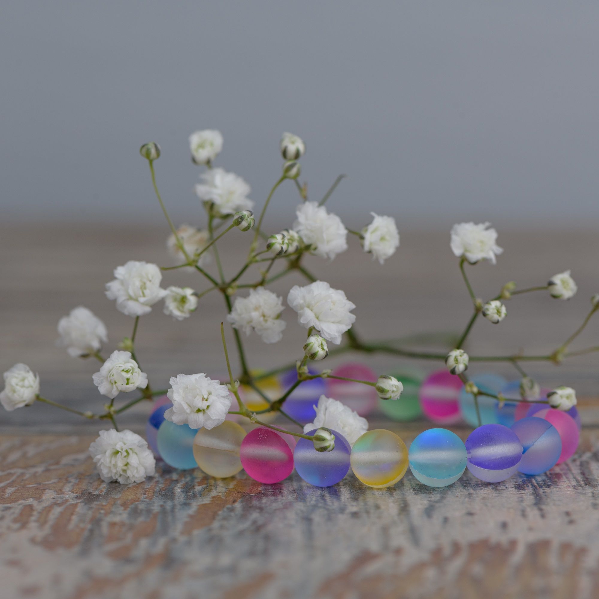 Браслет радуга опалов, матовый 8 мм