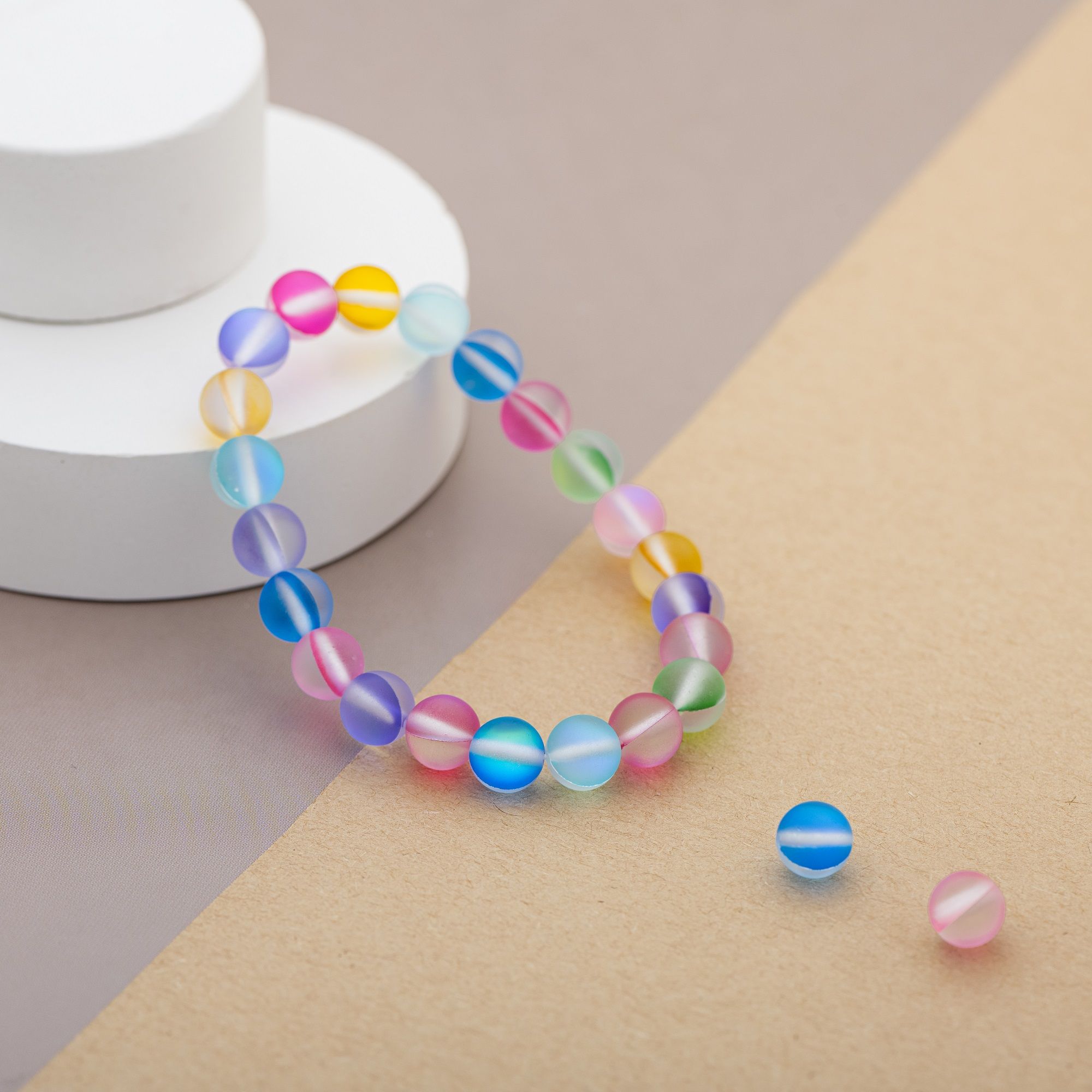 Браслет радуга опалов, матовый 8 мм — изображение 4