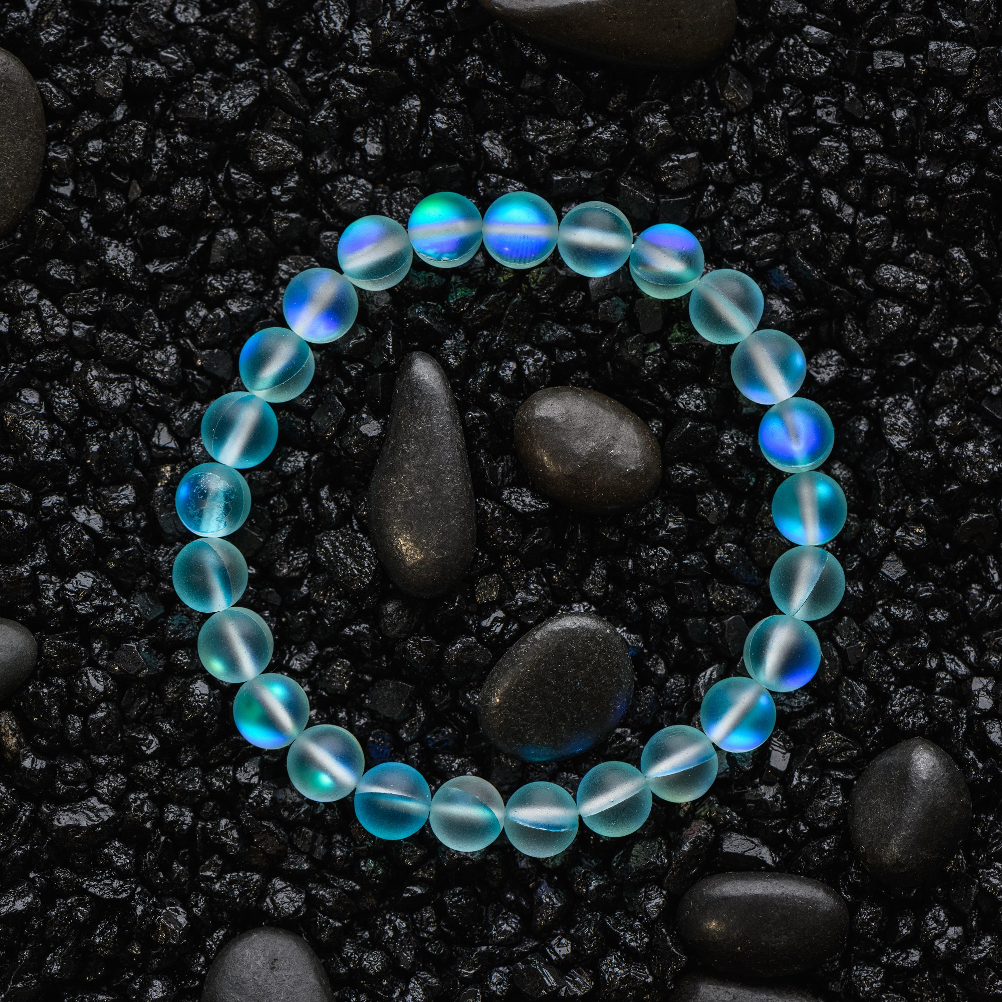 Голубой браслет из опала, матовый 8 мм — изображение 8