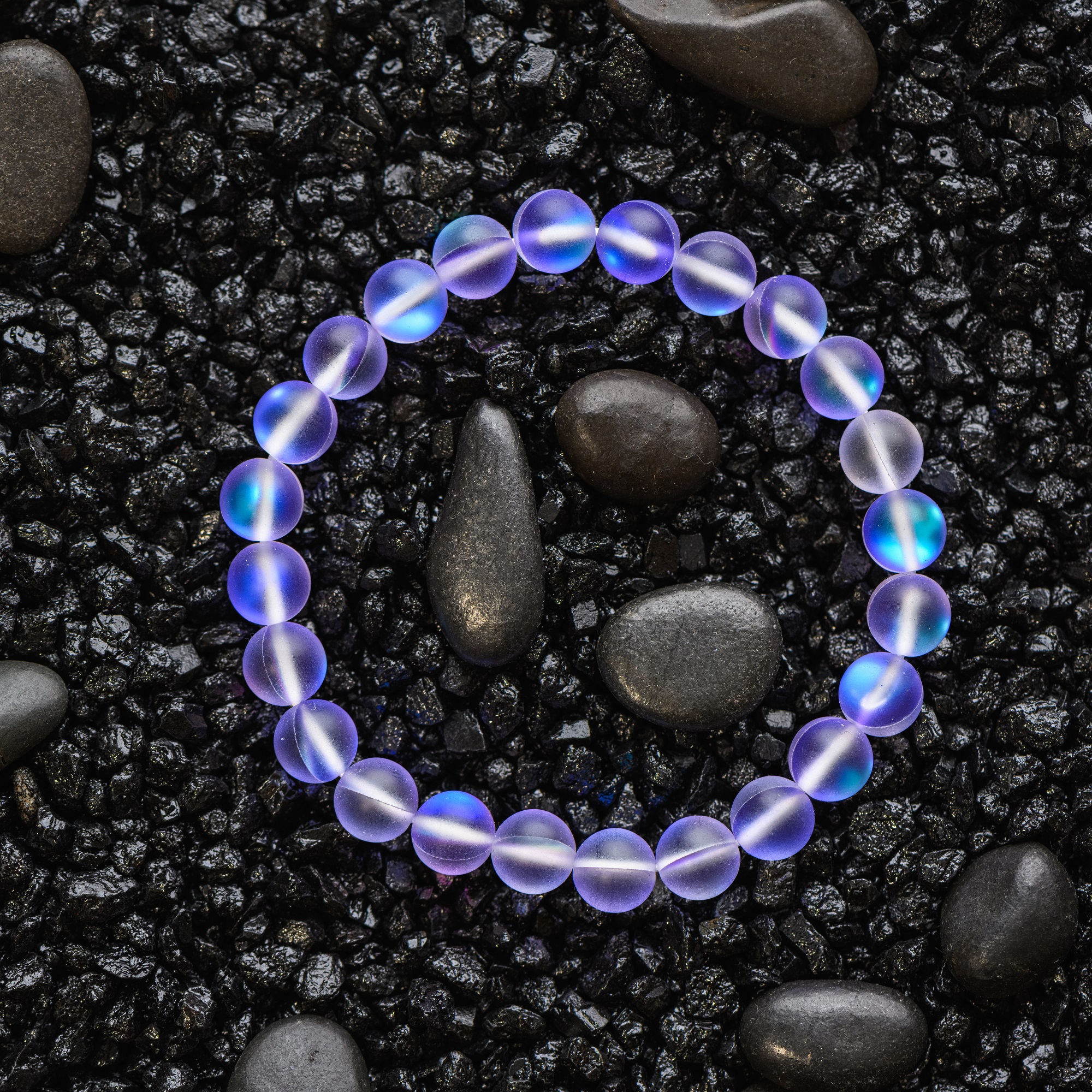 Лиловый браслет из опала, матовый 10 мм — изображение 6