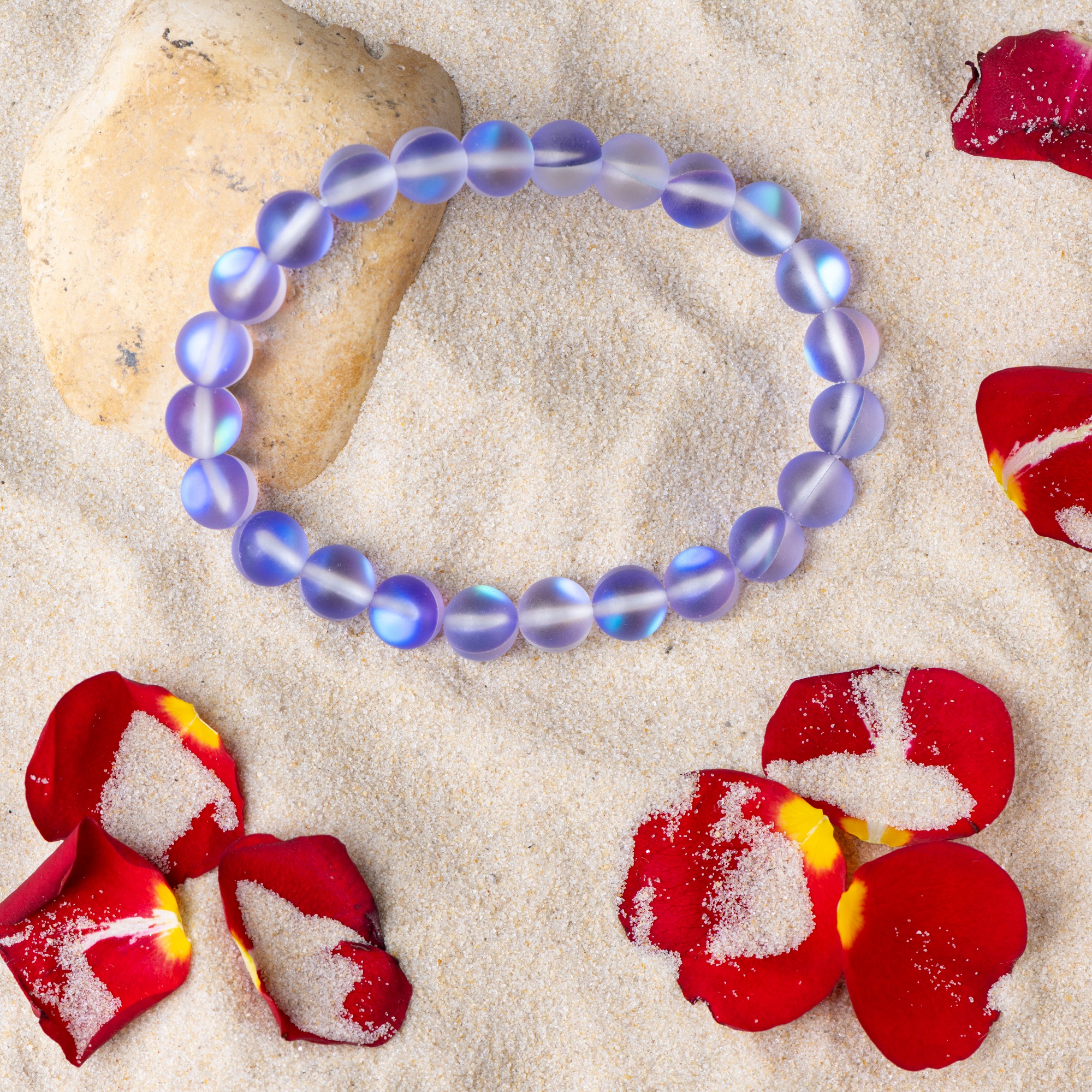 Лиловый браслет из опала, матовый 10 мм — изображение 7