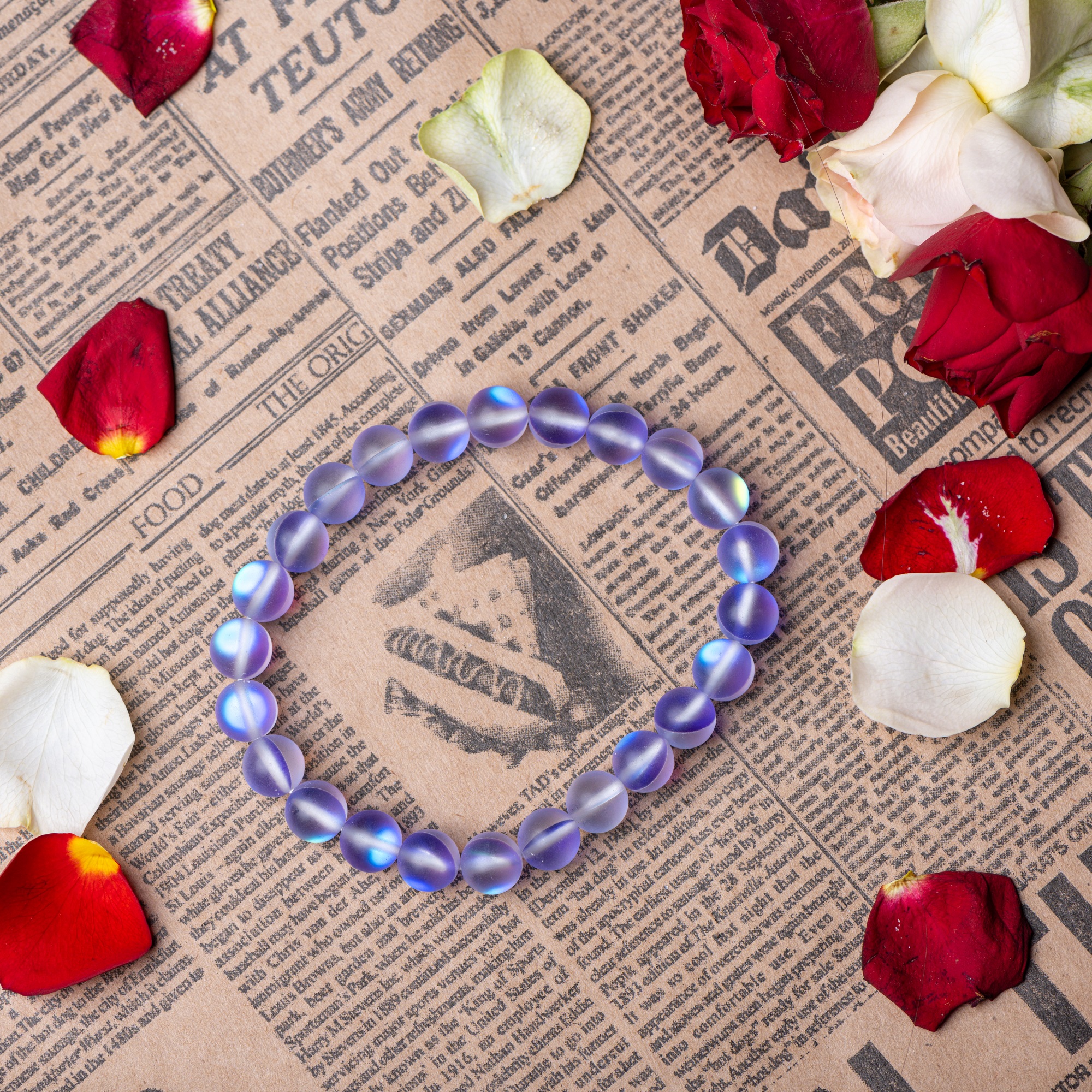 Лиловый браслет из опала, матовый 10 мм — изображение 8