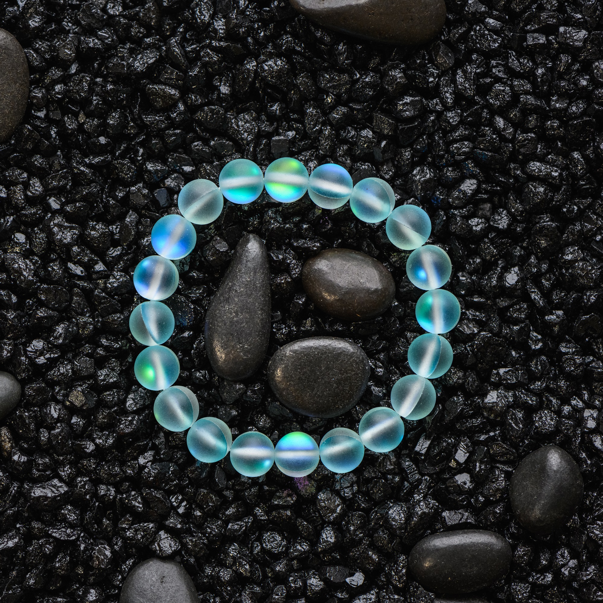 Зелёный браслет из опала, матовый 8 мм — изображение 6