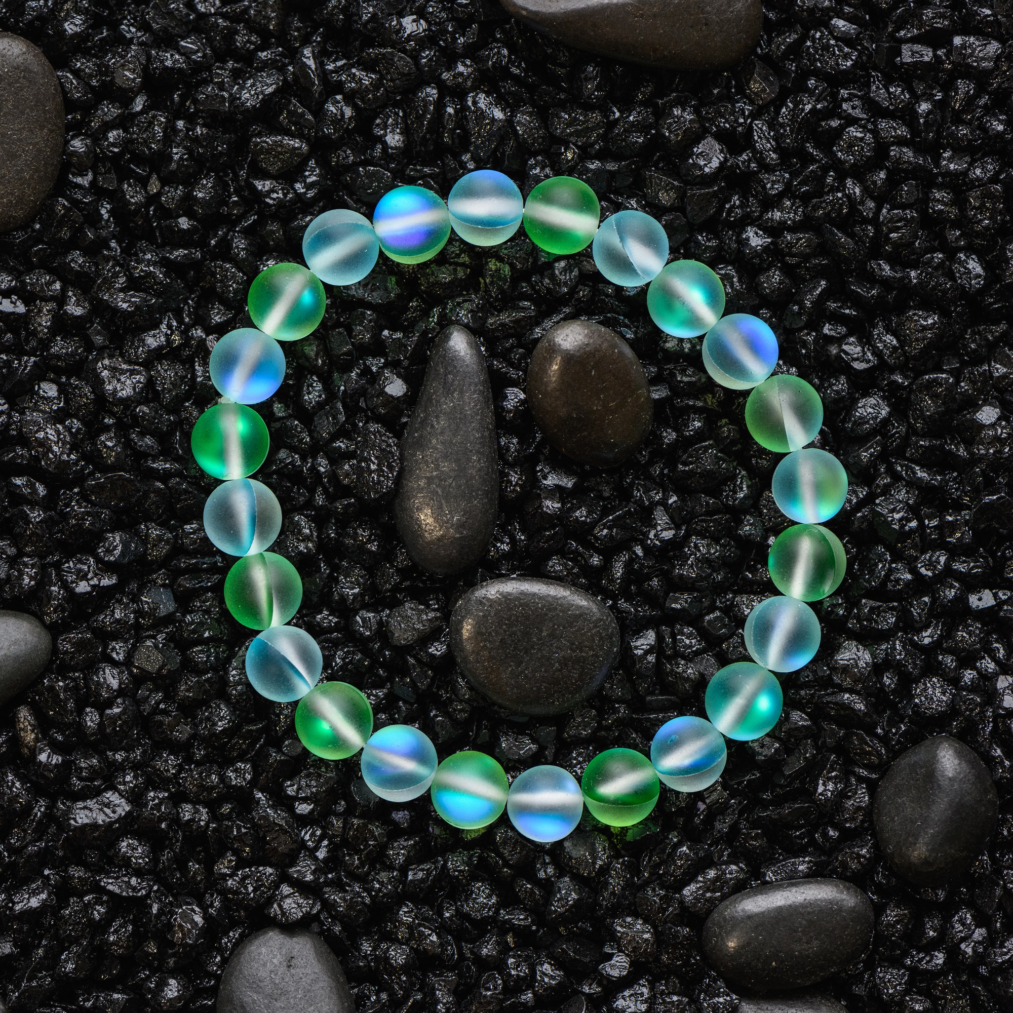 Зелёный браслет из опала, матовый 8 мм — изображение 7