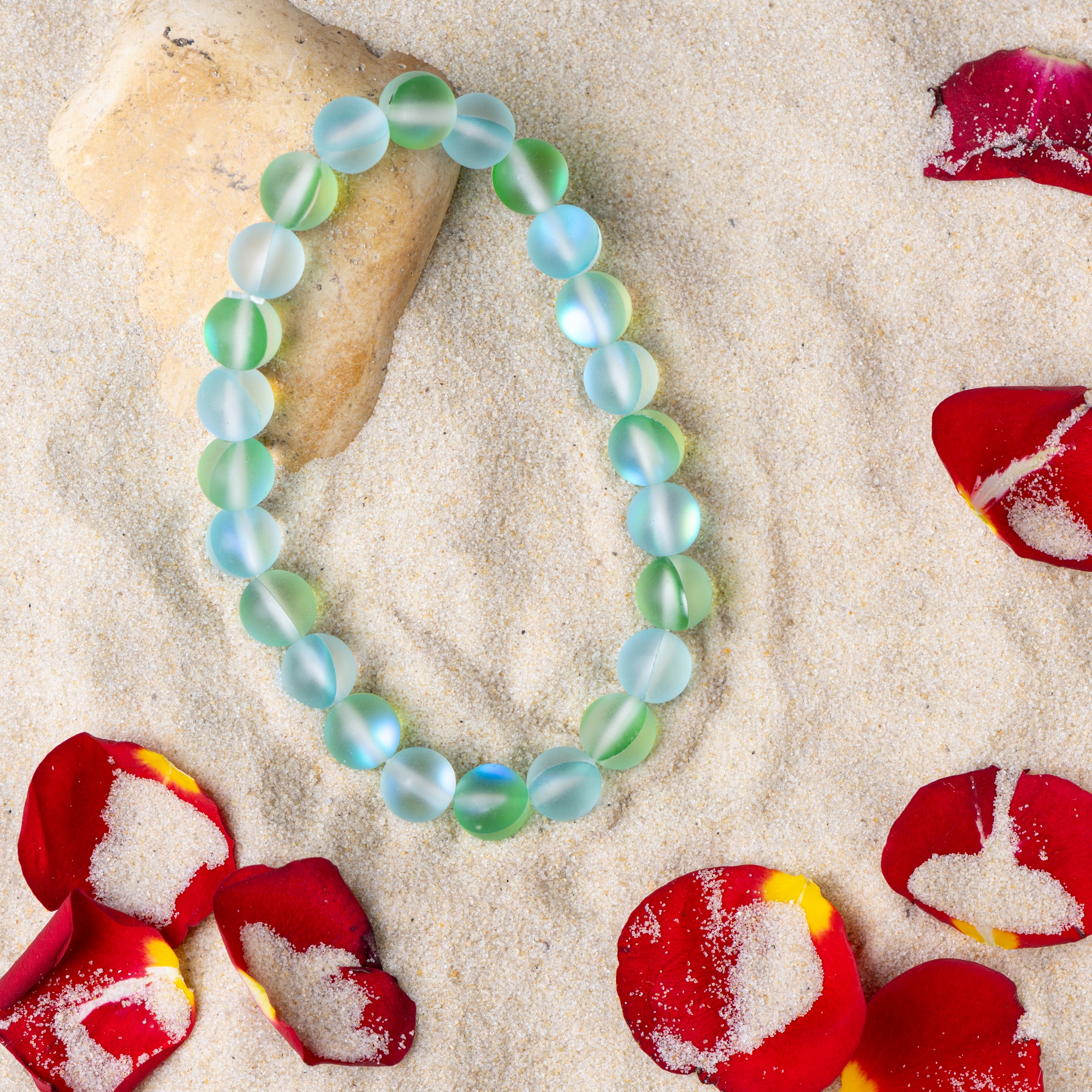 Зелёный браслет из опала, матовый 8 мм — изображение 8