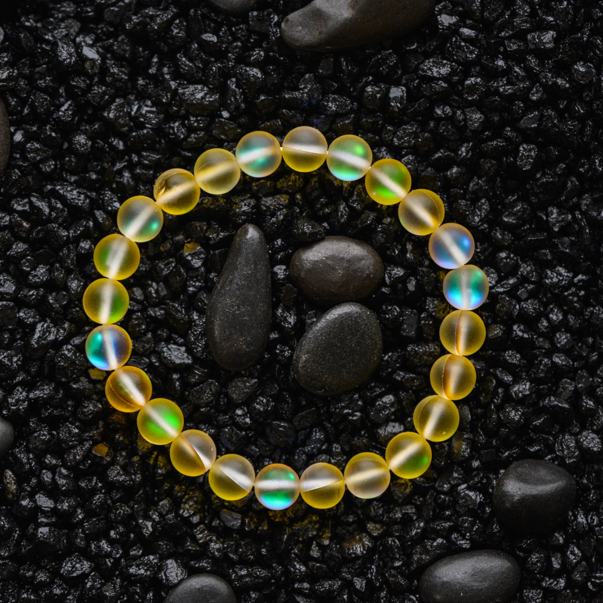 Жёлтый браслет из опала, матовый 8 мм — изображение 7